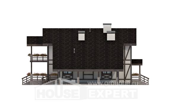 250-002-Л Проект двухэтажного дома с мансардой, гараж, современный дом из кирпича Севастополь, House Expert