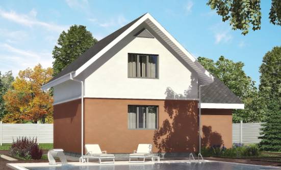 120-002-Л Проект двухэтажного дома с мансардой и гаражом, простой дом из бризолита Севастополь | Проекты домов от House Expert