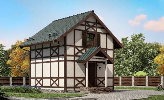 060-002-П Проект двухэтажного дома мансардой, доступный коттедж из бревен Севастополь | Проекты домов от House Expert