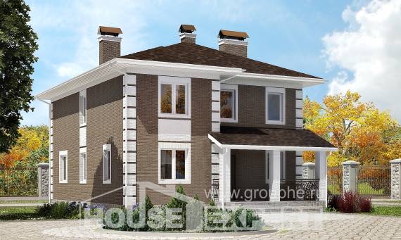 185-002-П Проект двухэтажного дома, небольшой загородный дом из твинблока Севастополь, House Expert