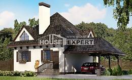 110-002-Л Проект двухэтажного дома с мансардой и гаражом, доступный коттедж из керамзитобетонных блоков Севастополь, House Expert