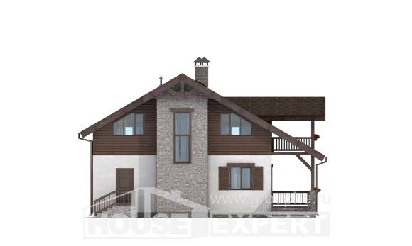 150-004-Л Проект двухэтажного дома с мансардным этажом, экономичный коттедж из керамзитобетонных блоков Севастополь, House Expert