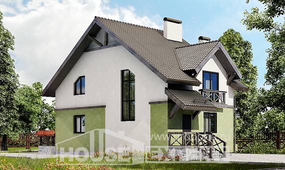 120-003-П Проект двухэтажного дома с мансардой, недорогой коттедж из керамзитобетонных блоков Севастополь, House Expert