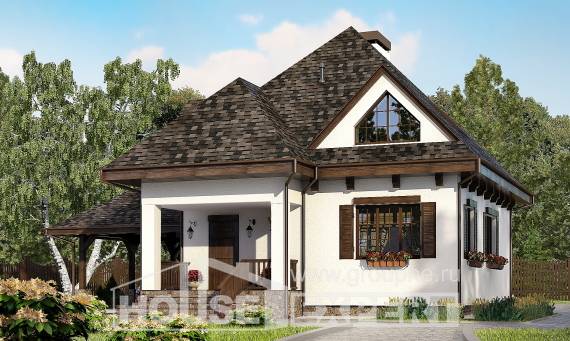 110-002-Л Проект двухэтажного дома с мансардой, гараж, простой домик из блока Севастополь, House Expert