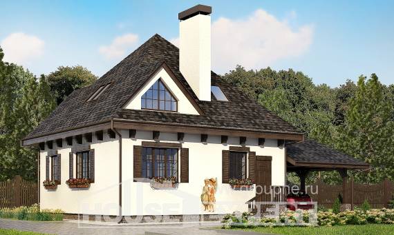 110-002-Л Проект двухэтажного дома мансардой, гараж, простой дом из пеноблока Севастополь, House Expert