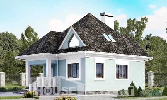 110-001-Л Проект двухэтажного дома мансардой, доступный дом из блока Севастополь, House Expert