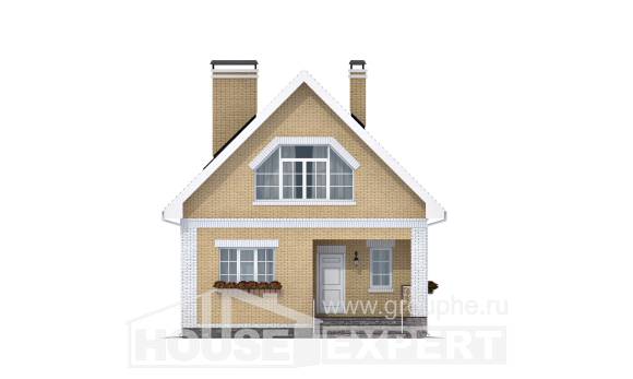 130-004-П Проект двухэтажного дома с мансардным этажом, бюджетный домик из теплоблока, Севастополь