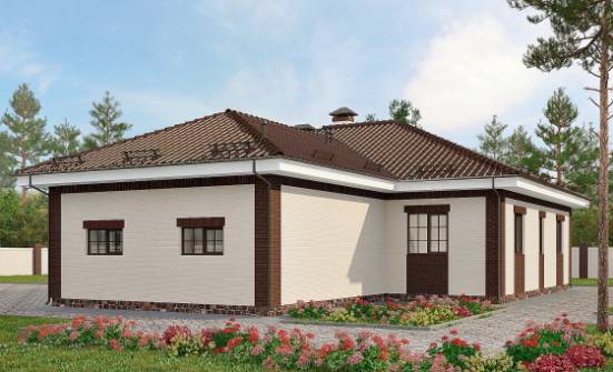 160-015-П Проект одноэтажного дома и гаражом, бюджетный коттедж из арболита Севастополь | Проекты одноэтажных домов от House Expert