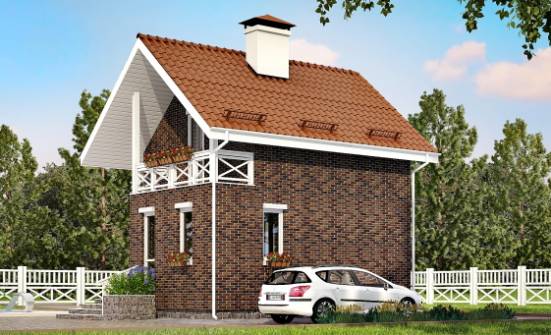 045-001-Л Проект двухэтажного дома с мансардой, эконом коттедж из газосиликатных блоков Севастополь | Проекты домов от House Expert