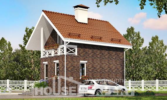 045-001-Л Проект двухэтажного дома с мансардой, бюджетный коттедж из пеноблока Севастополь, House Expert