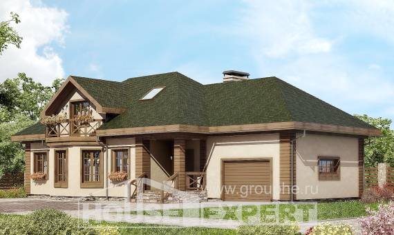 180-010-П Проект двухэтажного дома мансардный этаж, гараж, просторный дом из теплоблока Севастополь, House Expert