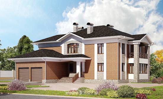 520-002-Л Проект трехэтажного дома и гаражом, большой загородный дом из газосиликатных блоков Севастополь | Проекты домов от House Expert