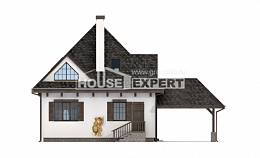 110-002-Л Проект двухэтажного дома с мансардным этажом и гаражом, бюджетный домик из поризованных блоков Севастополь, House Expert