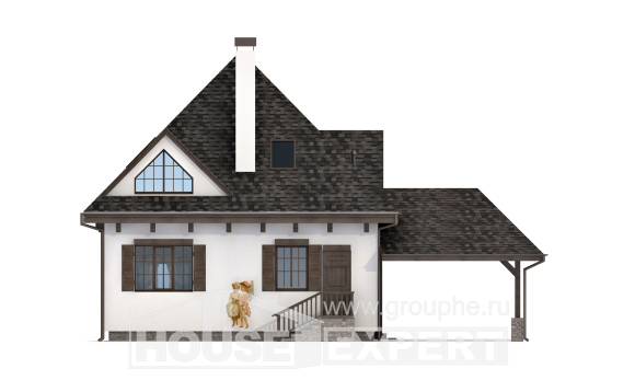 110-002-Л Проект двухэтажного дома с мансардным этажом и гаражом, бюджетный домик из поризованных блоков Севастополь, House Expert