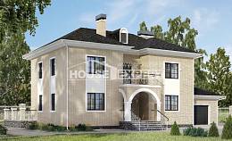 180-006-П Проект двухэтажного дома и гаражом, уютный загородный дом из кирпича, Севастополь
