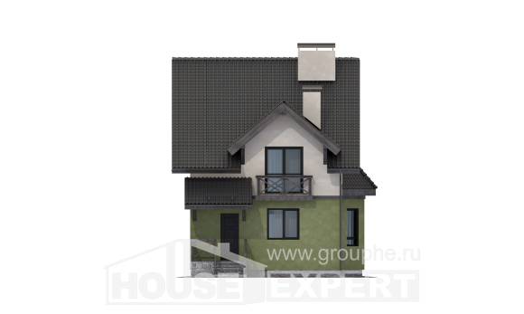 120-003-П Проект двухэтажного дома мансардой, недорогой коттедж из твинблока Севастополь, House Expert