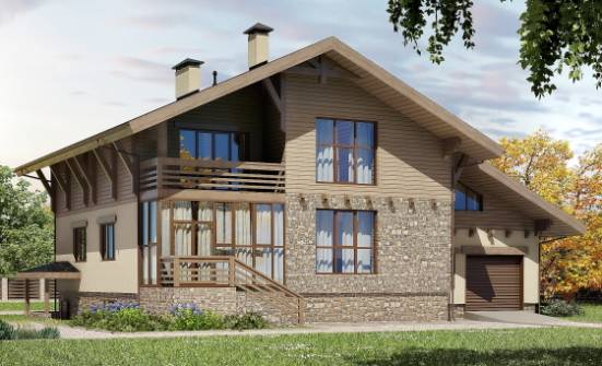420-001-Л Проект трехэтажного дома мансардой и гаражом, большой дом из кирпича Севастополь | Проекты домов от House Expert