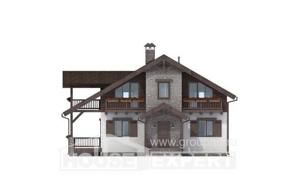 150-004-Л Проект двухэтажного дома с мансардным этажом, экономичный коттедж из теплоблока, Севастополь