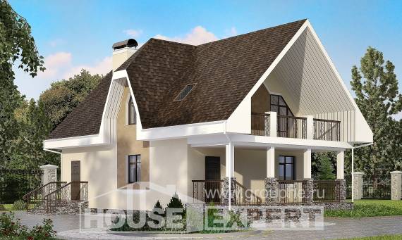 125-001-Л Проект двухэтажного дома с мансардным этажом, красивый коттедж из бризолита Севастополь, House Expert
