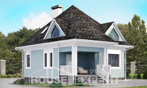 110-001-Л Проект двухэтажного дома мансардой, бюджетный загородный дом из теплоблока Севастополь, House Expert