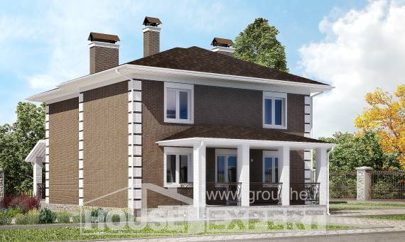185-002-П Проект двухэтажного дома, компактный загородный дом из теплоблока Севастополь, House Expert