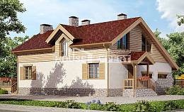 165-002-П Проект двухэтажного дома с мансардным этажом и гаражом, экономичный коттедж из блока Севастополь, House Expert
