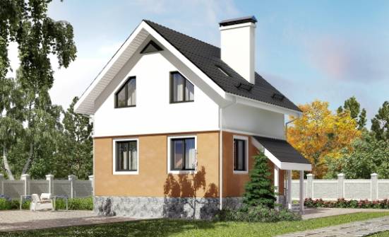 100-005-Л Проект трехэтажного дома с мансардой, небольшой коттедж из газосиликатных блоков Севастополь | Проекты домов от House Expert