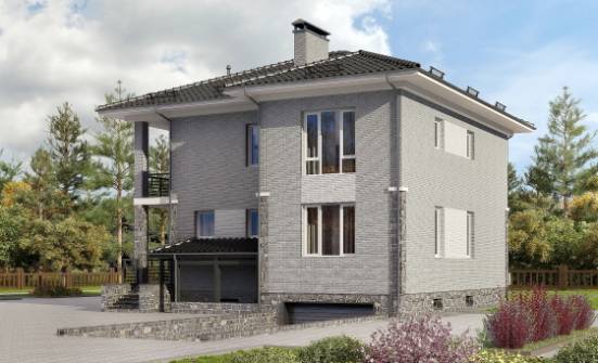 275-004-П Проект трехэтажного дома и гаражом, уютный дом из кирпича, Севастополь