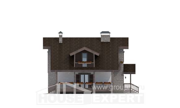 150-004-Л Проект двухэтажного дома с мансардным этажом, бюджетный домик из поризованных блоков, Севастополь