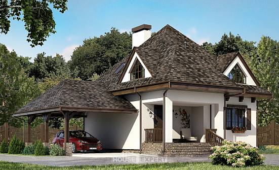 110-002-Л Проект двухэтажного дома с мансардным этажом, гараж, небольшой коттедж из твинблока Севастополь | Проекты домов от House Expert
