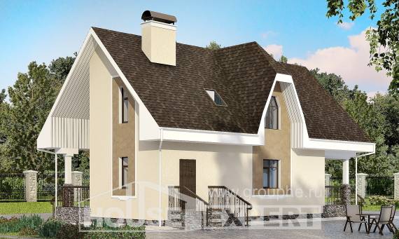 125-001-Л Проект двухэтажного дома мансардой, бюджетный загородный дом из пеноблока Севастополь, House Expert