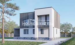 150-017-П Проект двухэтажного дома, скромный загородный дом из газобетона, Севастополь