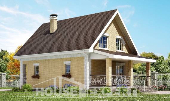 130-004-П Проект двухэтажного дома мансардой, красивый коттедж из теплоблока Севастополь, House Expert
